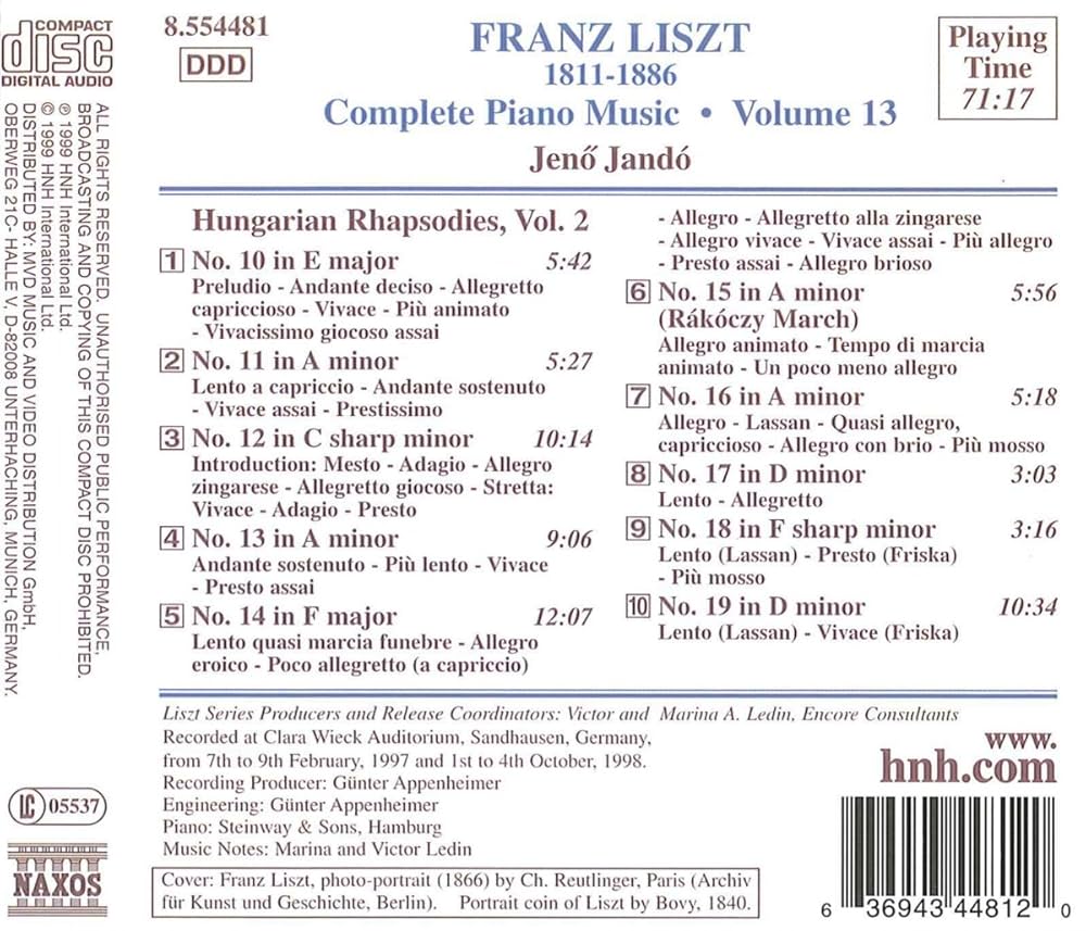 Amazon.com: Liszt: Hungarian Rhapsodies, Vol. 2: CDs & Vinyl
